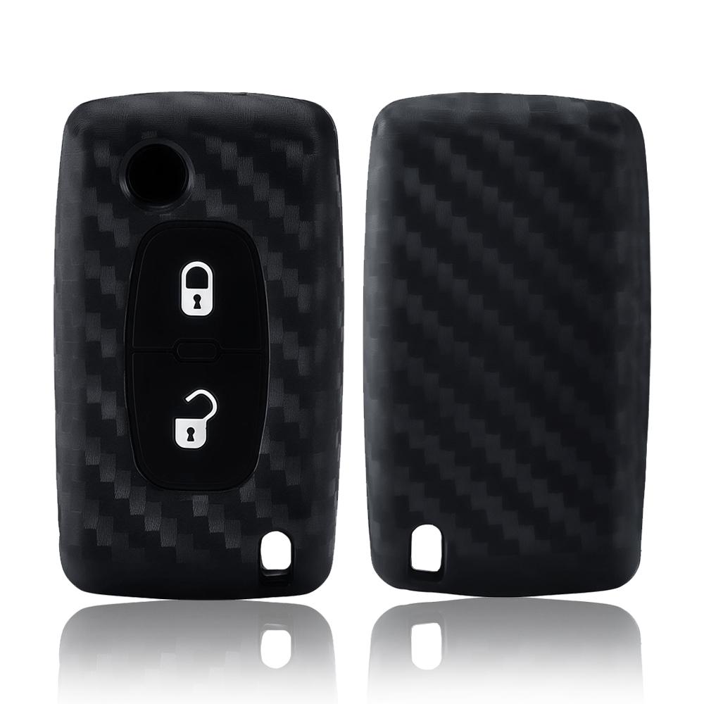 New Carbon Fiber Silicone Car Key Cover for Citroen C2 C3 C4 C5 C6 Xsara Berlingo Peugeot 207 307 308 407 607 807 Protector Fob
