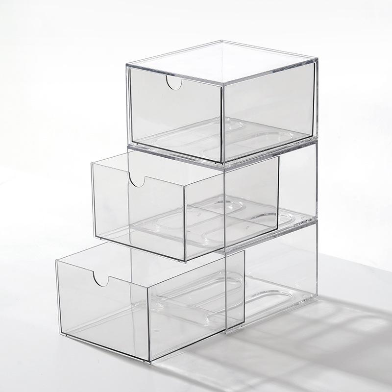 Transparenter Acryl-Schreibtisch-Schubladenorganizer - Staubdichte Schreibwaren-Aufbewahrungsbox mit freien Kombinationsmöglichkeiten