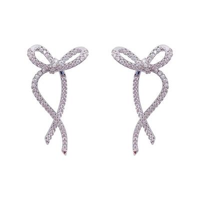 Simple Ribbon Bow Earrings Bows Shape Dangle Ear Rings Bowknot Pendant Eardrop Versatile Accessory for Daily Wear