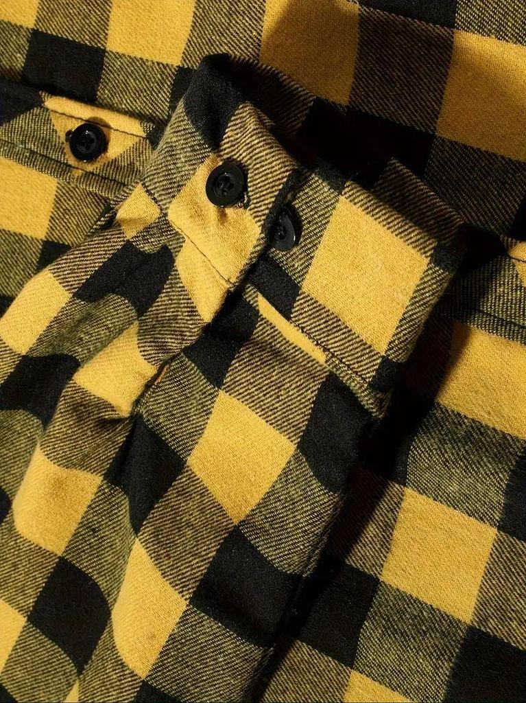 New Fleece Plaid Hooded Shirt Jacket with Double Pockets - European & American Sizes Available for Men