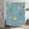 Beautiful Blue Shower Curtain with Spring Floral Design Modern Bathroom Decor for Bathrooms Kitchens 180x245cm High-Quality Wate