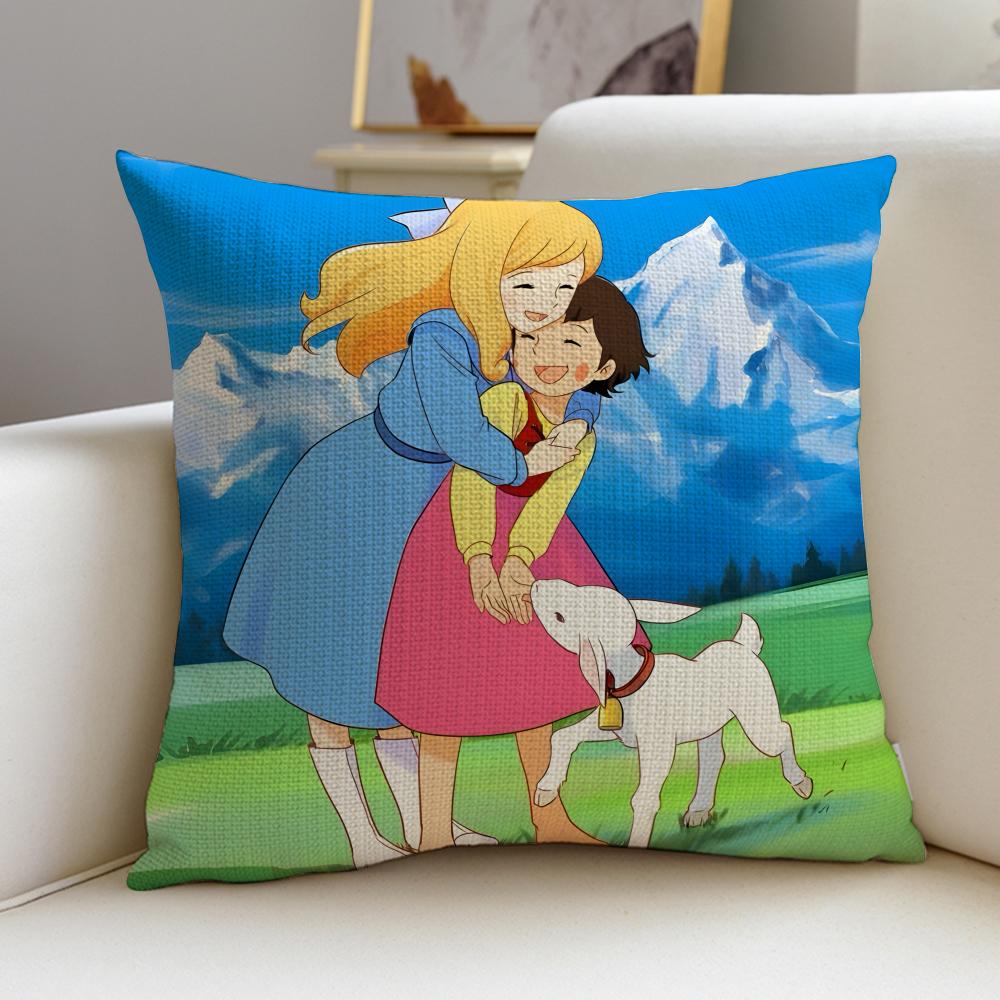 HHeidi Girl of the AlpsS Cushion Cover Breathable and skinfriendly linen pillowcase square removable and washable cushion