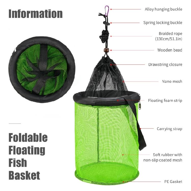 25cm/35cm Baits Storage Cage for Keep Live Fish Portable Bucket Floating Fishing Basket Fishing Net Holder Foldable
