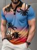 2026 Summer Best-selling Men's Short-Sleeved Polo Shirt with 3D Coconut Tree Pattern Print for Outdoor Sports Leisure and Fashio
