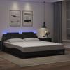 VidaXL Bed Frames with LED Lights, Double Bed with Headboard Cushion, Adult Bed, Bedroom Furniture, Modern, Black 3214124