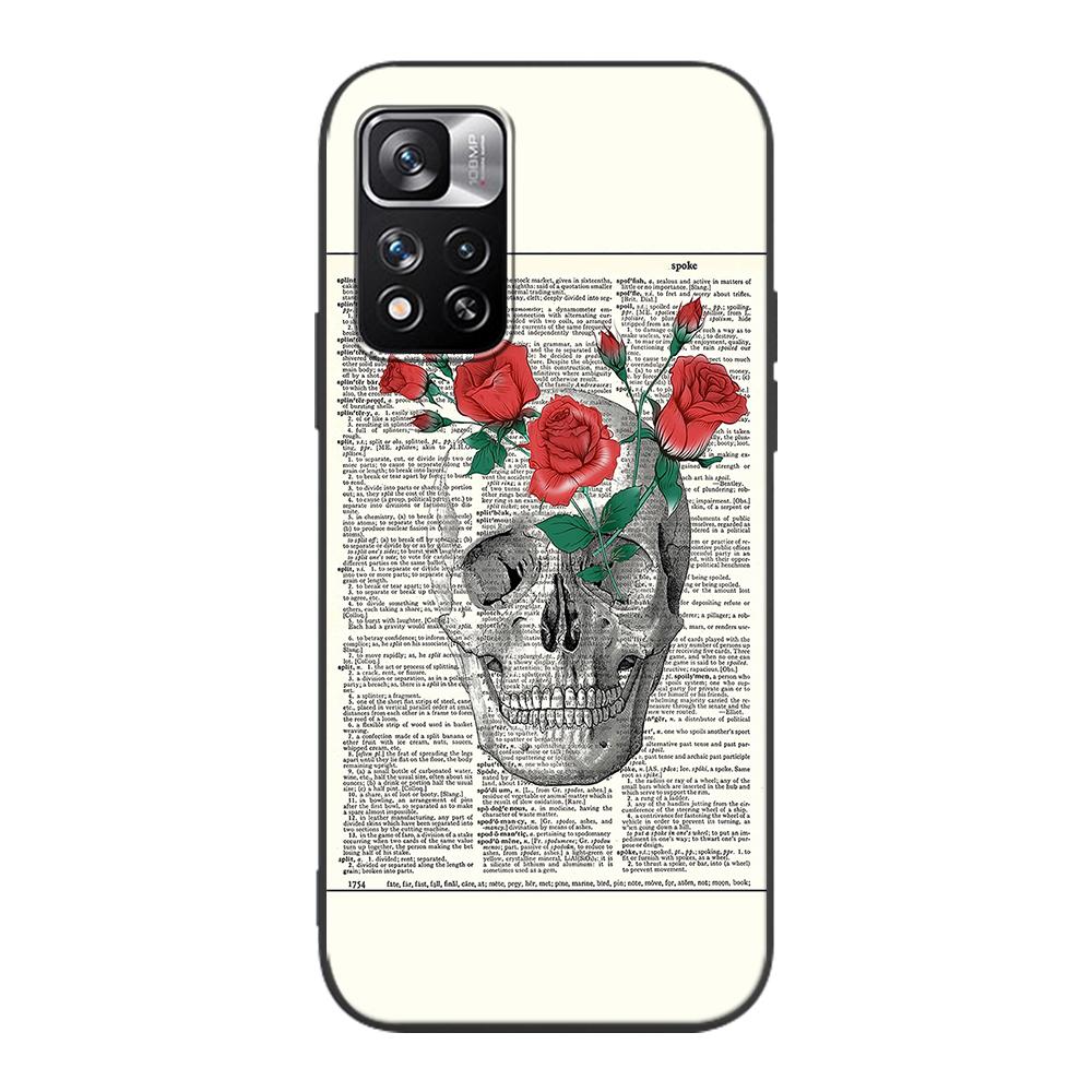 Skull With Roses Case for Xiaomi Redmi Note 9S 9 8 10 11 Pro 9C 9A 7 8T 7A 8A 6A 6 10S Black Soft Silicone Phone Cover Coque
