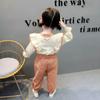 Completi da bambina Vestiti primaverili e autunnali Decorazione con fiocco carino Monopetto Maniche lunghe Confortevole Leggero e traspirante Set due pezzi