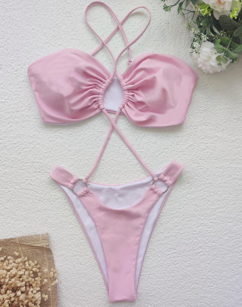 Купить Женский купальник, сплошной цвет, цельный купальник с вырезом на ...