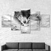 Wolfspaar Schöne Wildtier-Szene 5-teilig Fünfteiliges Wandleinwandbild Moderner Poster-Bilder Home Decor Geschenk für Ihn für Sie