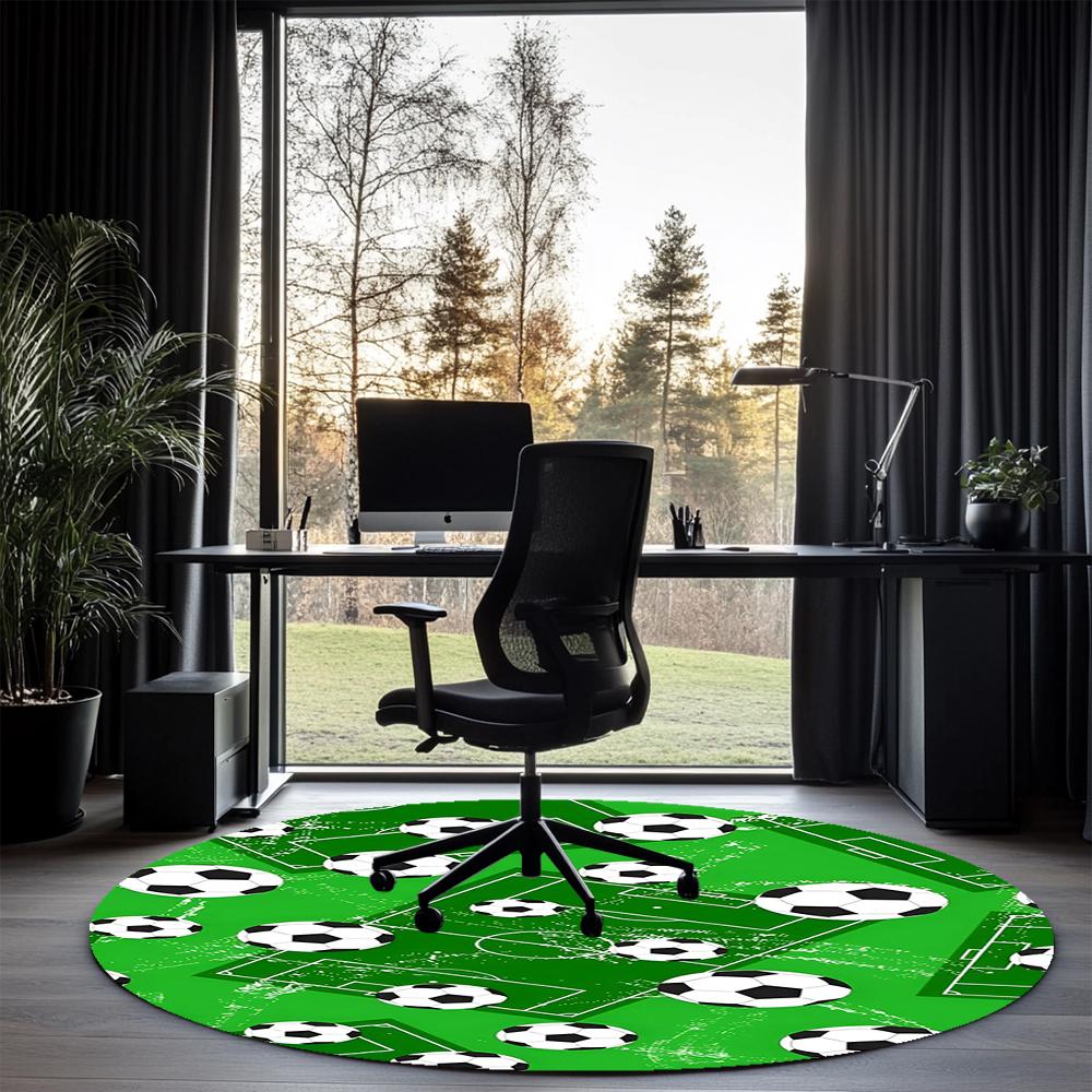 Fußball bedruckter runder Teppich Teppich Stuhlteppich Läufer Eingang Fußmatten, für Bürostuhl Wohnzimmer Schlafzimmer Küche.