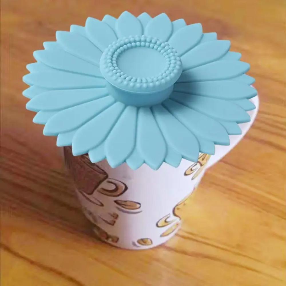 With Handle Sunflower Silicone Cup Lid Sealed Coffee Mug Lids Cup Accessories Cup Cover  Glass