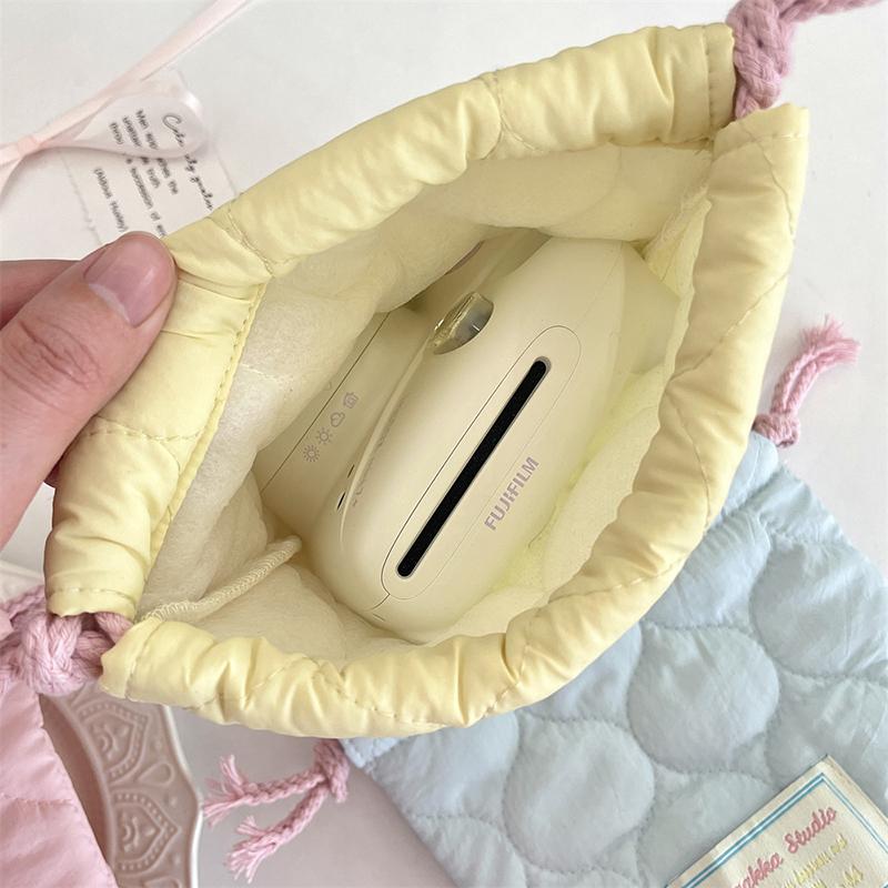 Ins Drawstring Bag Heart Handbag Women Wallets Portable Travel Cosmetic Makeup Lipstick Storage Bag Camera Organizer