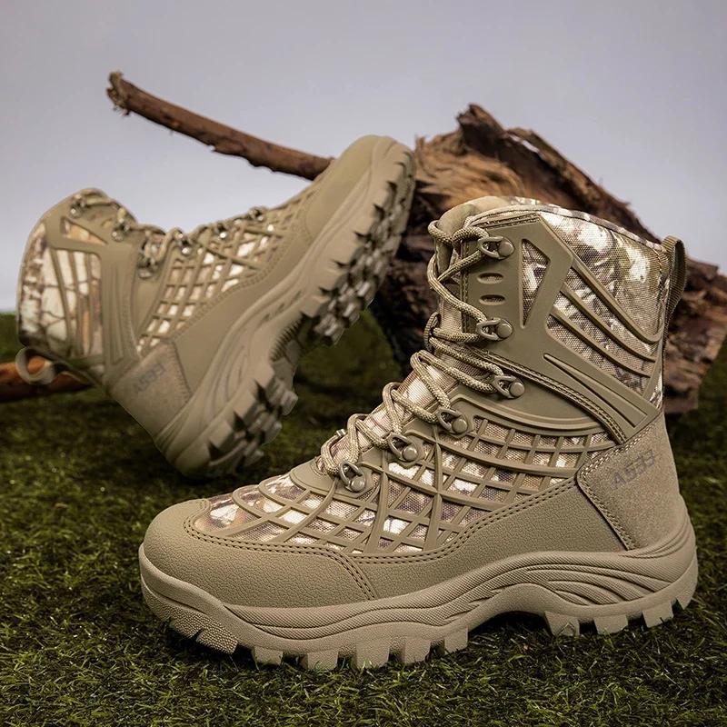 Nové pánské taktické boty Velikost Plus Pouštní Lovecká Turistická Obuv Vodotěsná Venkovní Šněrovací Armádní Bota Kotníková Pánská Bezpečnostní Horolezecká Obuv