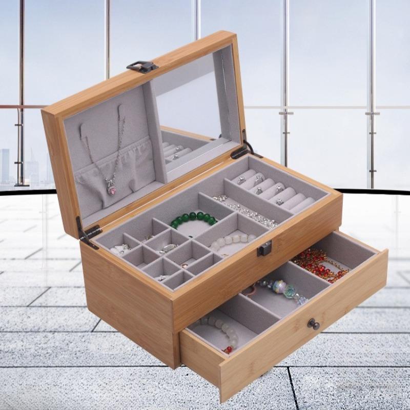 Large Capacity Jewelry Organizer Box Earrings Rings Storage Boxes Bracelet Jewellery Display Case Drawer Necklace Showcase Cases