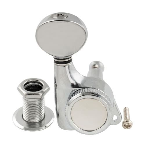 Musiclily Pro 6-String Locking Tuners for ST Strat/TL Telecaster Electric Guitars, Chrome Oval Buttons