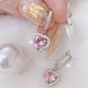 Pink love zircon earrings women's earrings style high-end temperament pendant ear jewelry