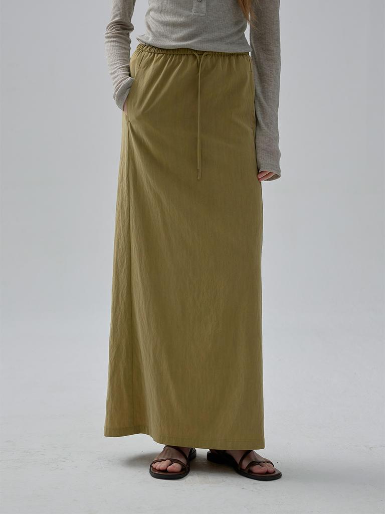 MOAT Pigment String Maxi Skirt (Olive Green)