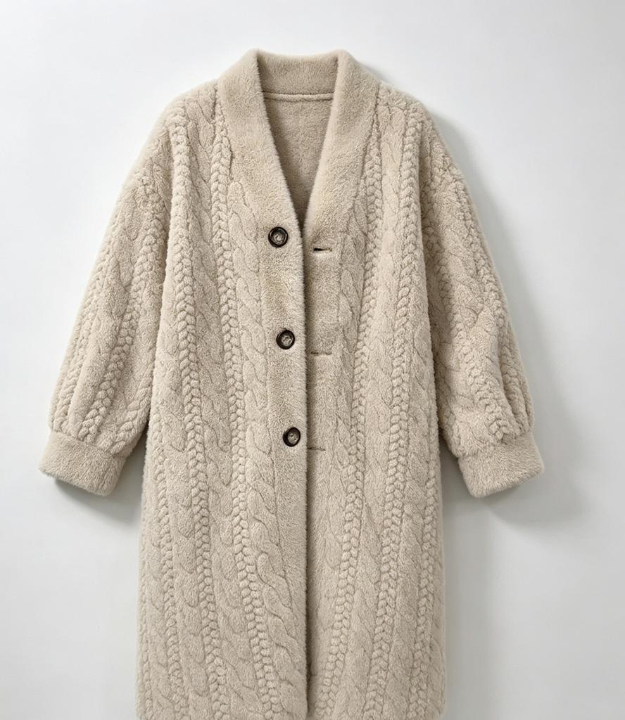 Autumn and winter thickened women's clothing long fur imitation mink twist cardigan jacket fur integrated coat