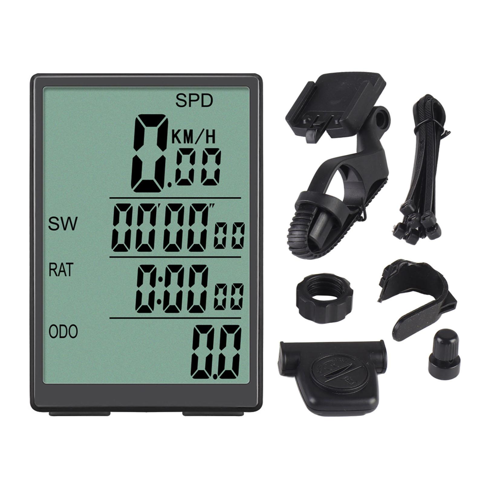 

Bike Computer Wireless Bike Speedometer Water Resistant 3in LCD Screen Backlit Cycling Odometer чёрный