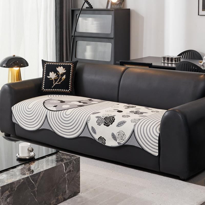Special-Shaped Leather Sofa Pad, Light Luxury And High-End Sense, Universal In All Seasons  New Irregular Non-Slip Seat Cushion Cover Cloth Towel