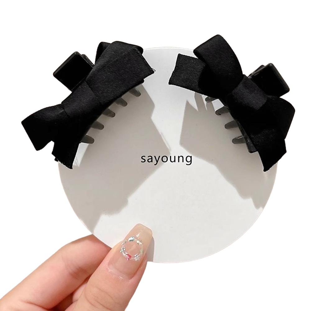 2pcs Black Bow Small Grab Clip Women s Autumn And Winter Vintage Velvet Bangle Clip Hair Clip Style Princess Hair Clip Headwear