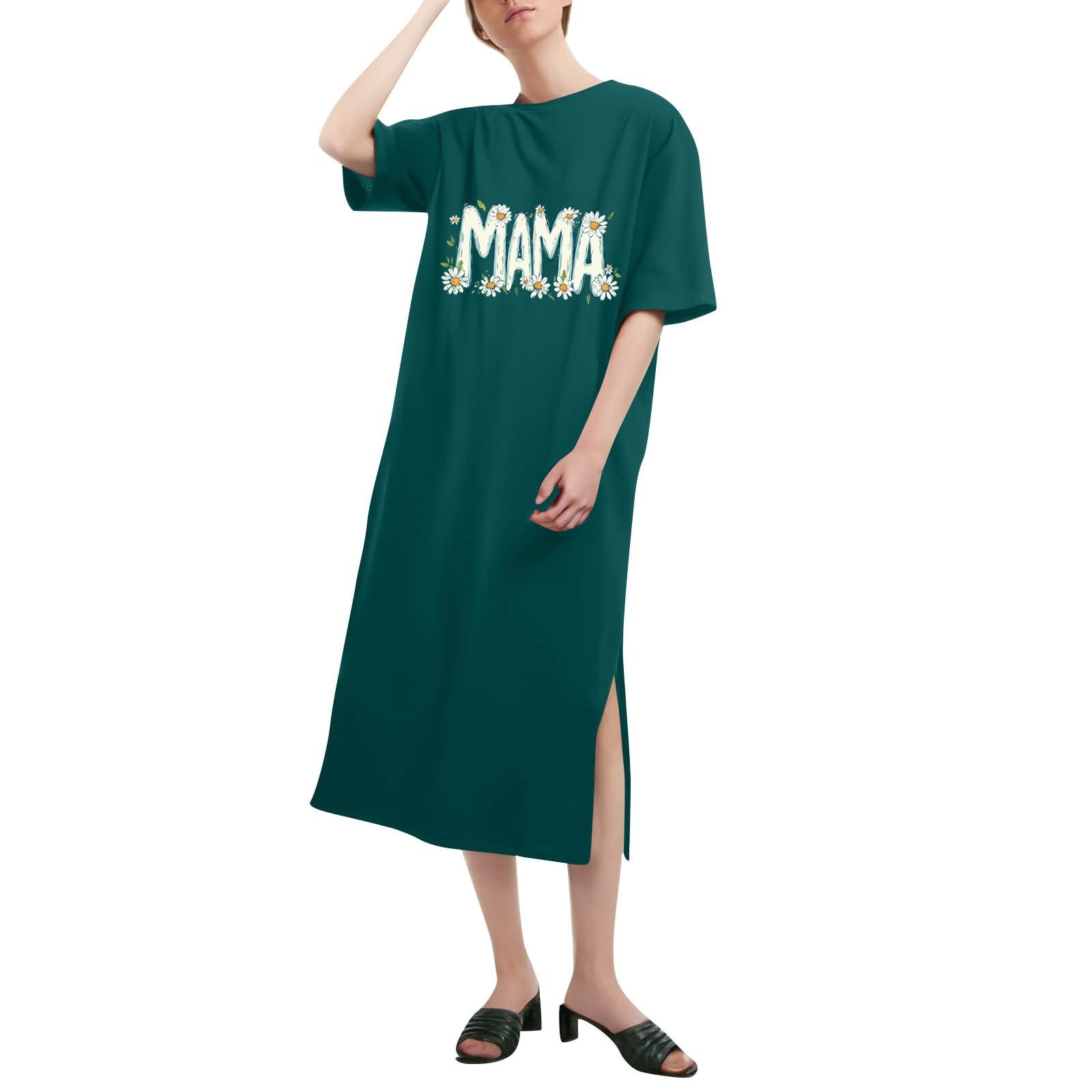 

Свободная рубашка с коротким рукавом и круглым вырезом с принтом ко Дню матери, модные повседневные платья MAMA L