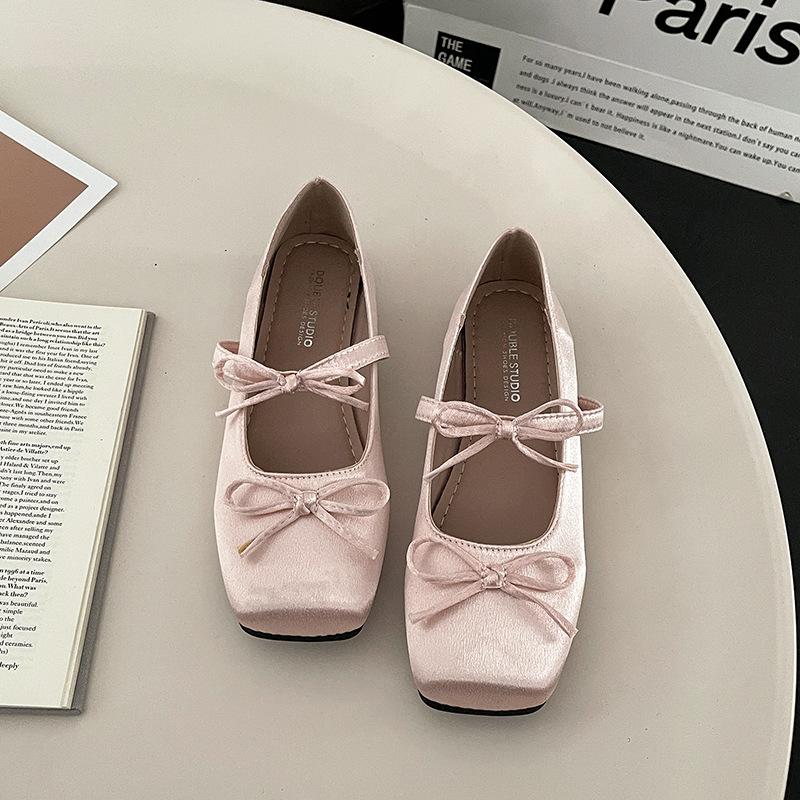 2025 Spring and Summer Fashion Doudou Shoes Versatile Mary Jane Shoes Comfortable Ladyshoes Trendy Square Head Inner Height Increase Flat Sole Shoes