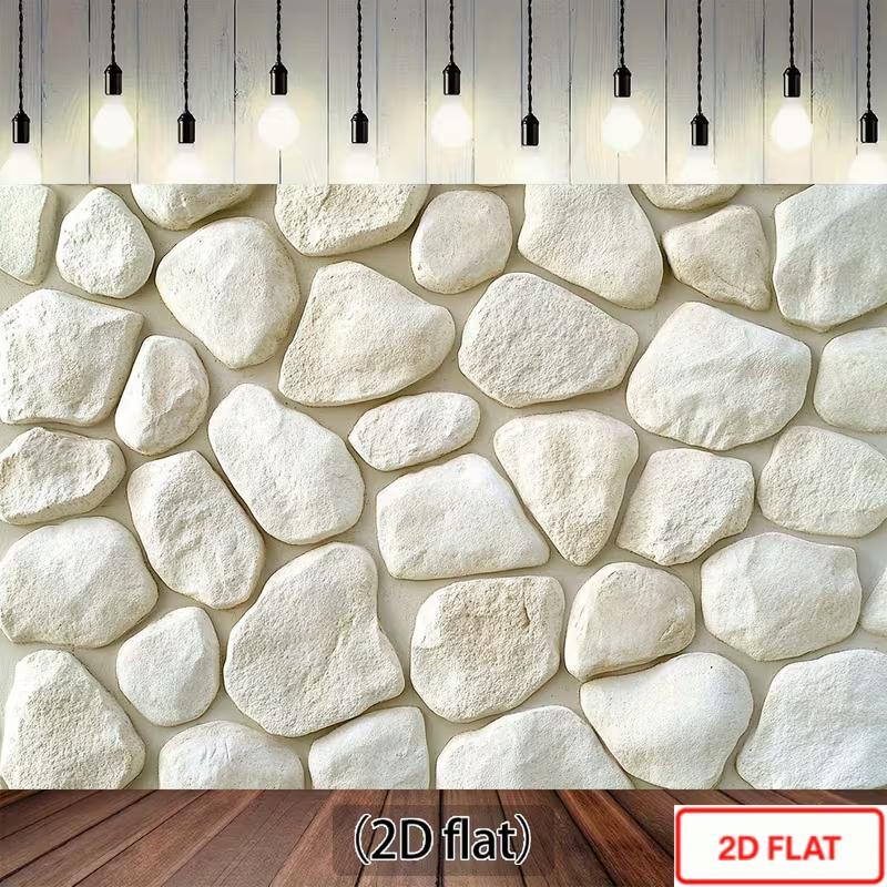 2D Textured White Stone Backdrop, Rustic Rock Wall Decoration Background
