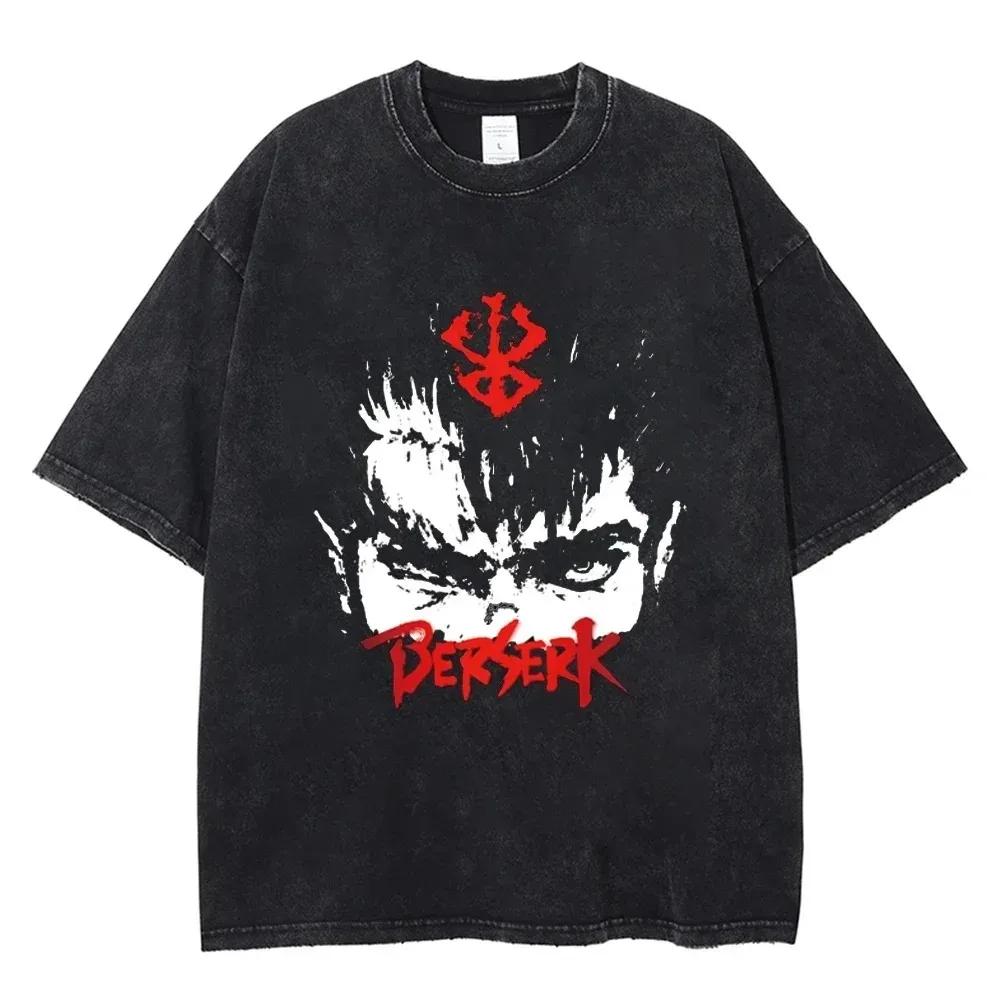 Casual Harajuku Vintage Hip Hop Clothing  Anime Berserk Griffith T Shirts Washed Manga Graphic Oversized Y2k TShirts Unisex