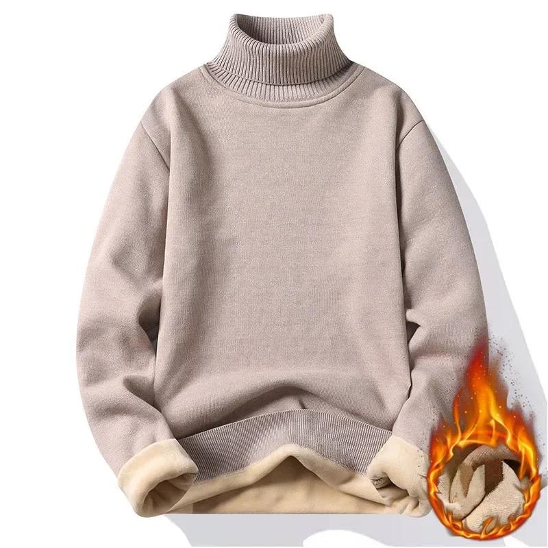 Herbst 2025 Herren Rollkragenpullover Winter Herren Fleece Pullover Rollkragen Gestrickter Pullover Warmer Herrenpullover Slim Fit Casual Pullover