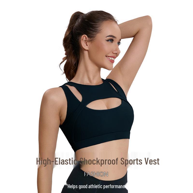 European & American Shockproof Sports Bra - Women's Large Bust Yoga & Fitness Vest with Hollow Design