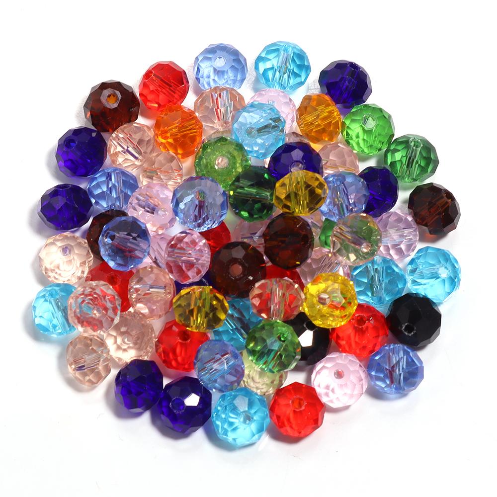 50-200pcs Faceted Crystal Beads 3/4/6/8/10mm Transparent Mixed Color Glass Loose Beads For Jewelry Making DIY Bracelets Necklace