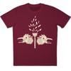 Twin Bird Heads Burning Torch Flaming Crest Vintage Folk Art Graphic T-Shirt.