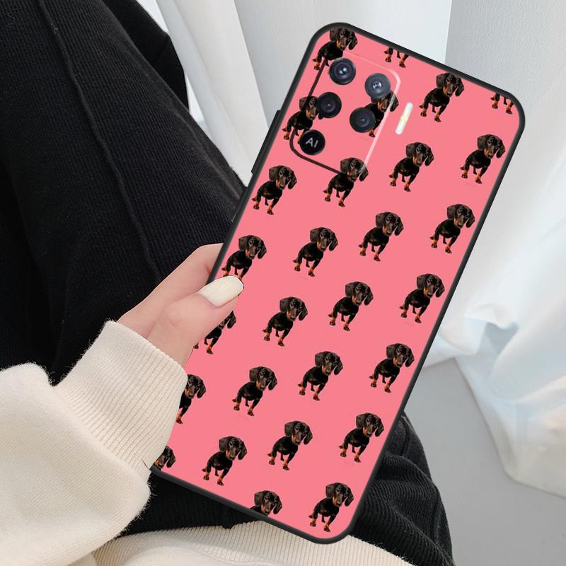 Cute Dachshund Sausage Dog Case For Oppo A40 A60 A80 A5 Pro A15 A16 A17 A57 A77 A94 A74 A54 A76 A96 A18 A38 A58 A78 A98