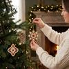 Durable Plastic Holiday Decor 6 Pcs Diamond Art Christmas Ornaments, 2D Flat Pearl Painting Festive Home Seasonal Accents Pattern Hanging Decoration