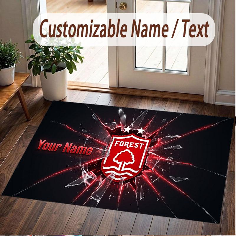 Benutzerdefinierter Teppich Nottingham Forest Muster Druck Name Text Weicher Rutschfester Boden Teppich für Heim Innen Dekoration