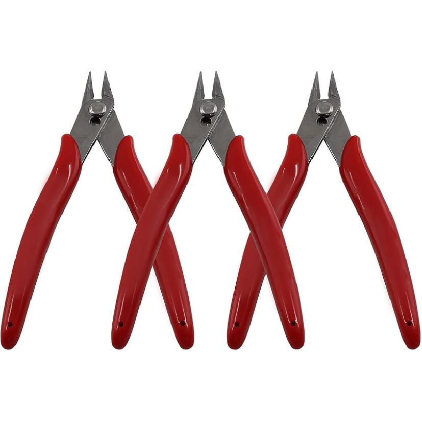 Waziaqoc 3 Pack 5 Inch Micro Wire Cutters, Small Precision Electronics Flush Cutter, Stainless Steel Sprue Cutter for 3d Print, Plastic Models Kits,