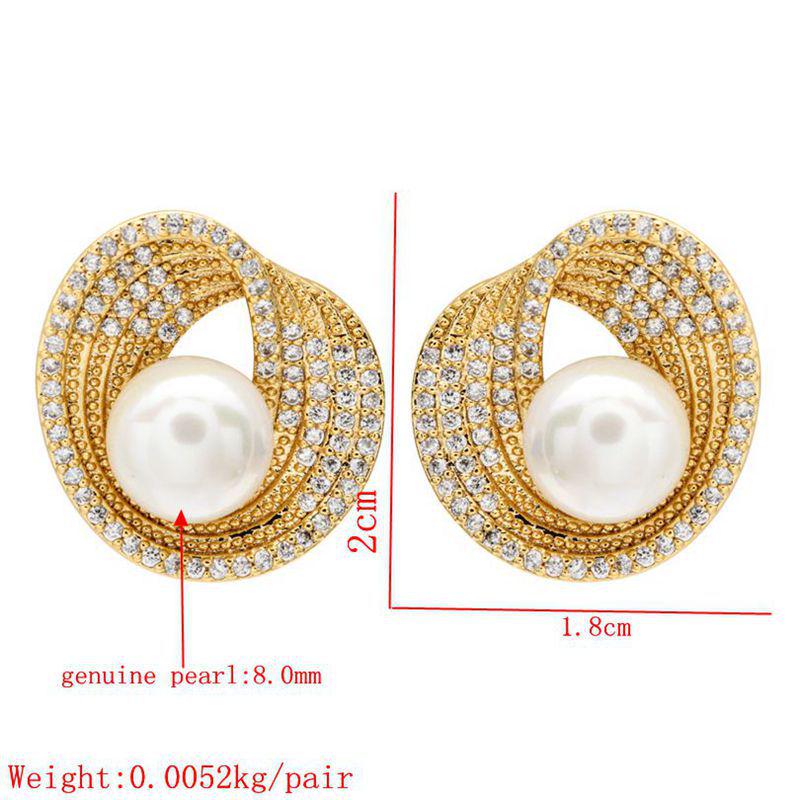 Korean Dongdaemun Zircon Pearl Earrings, Women's S925 Silver Anti-Allergy Studs
