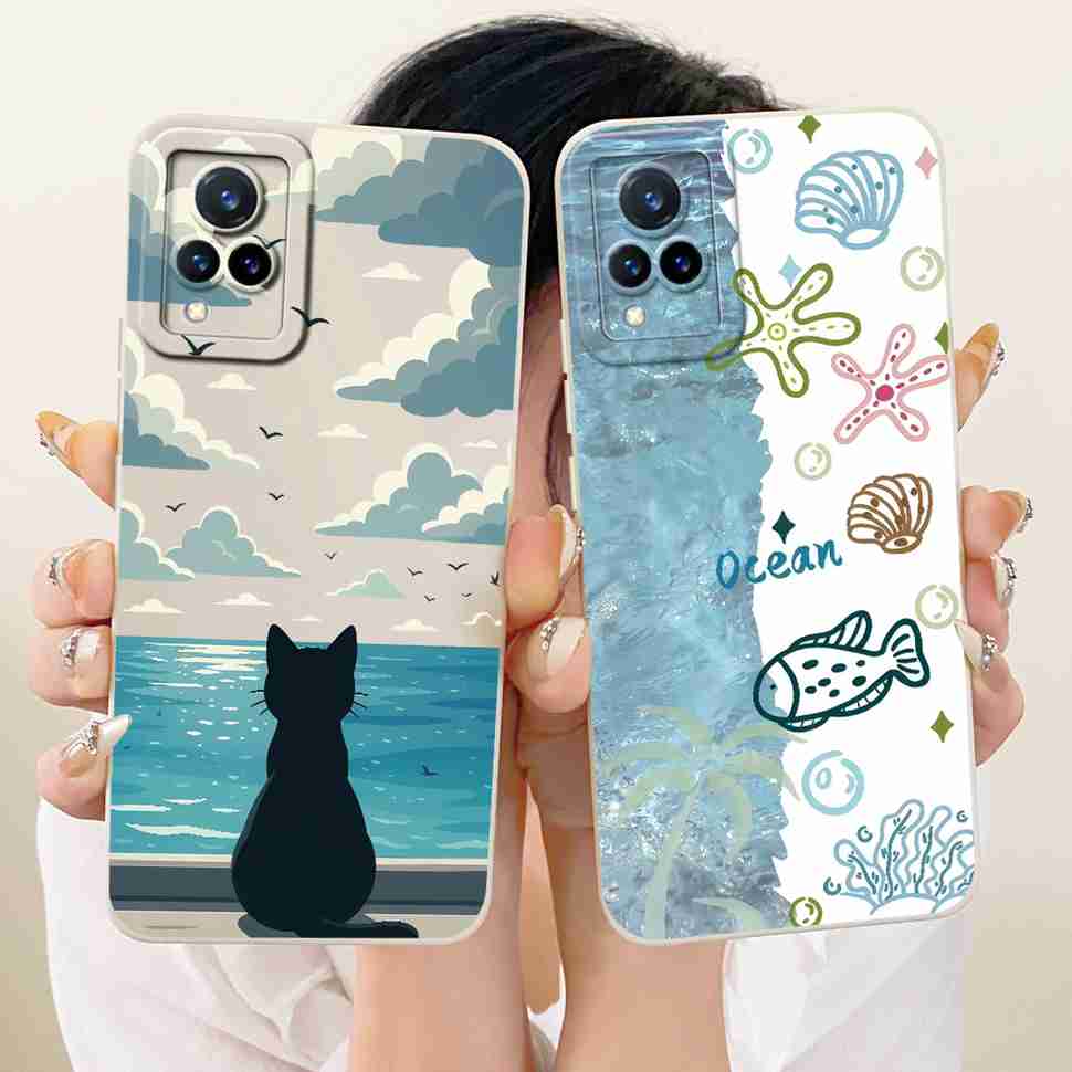 For Vivo V21 4G Case V2066 V2108 Soft Silicone Sunflower Rabbit Phone Cases For Vivo V21 V 21 4G Back Cover Protetion Bumper