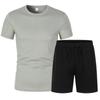 Mesh Short-sleeved Suit Summer Men's 2-piece Breathable Jersey T-shirt Sports Five-point Shorts Solid Color Casual Suit