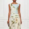 European and American summer 2026 sexy v-neck retro flower print women's dress sleeveless backless waist dress
