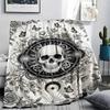 Skull Gothic Print Flannel Blanket, High Quality Comfortable for All Seasons, Home Decor, Warmth and Comfort, Perfect for Christmas Gifts102