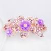 Clip de Primavera de Circonita Blanca Flor de Pedrería Brillante Clip Superior Clip Horizontal Elegante Adorno para el Cabello de Moda para Madres