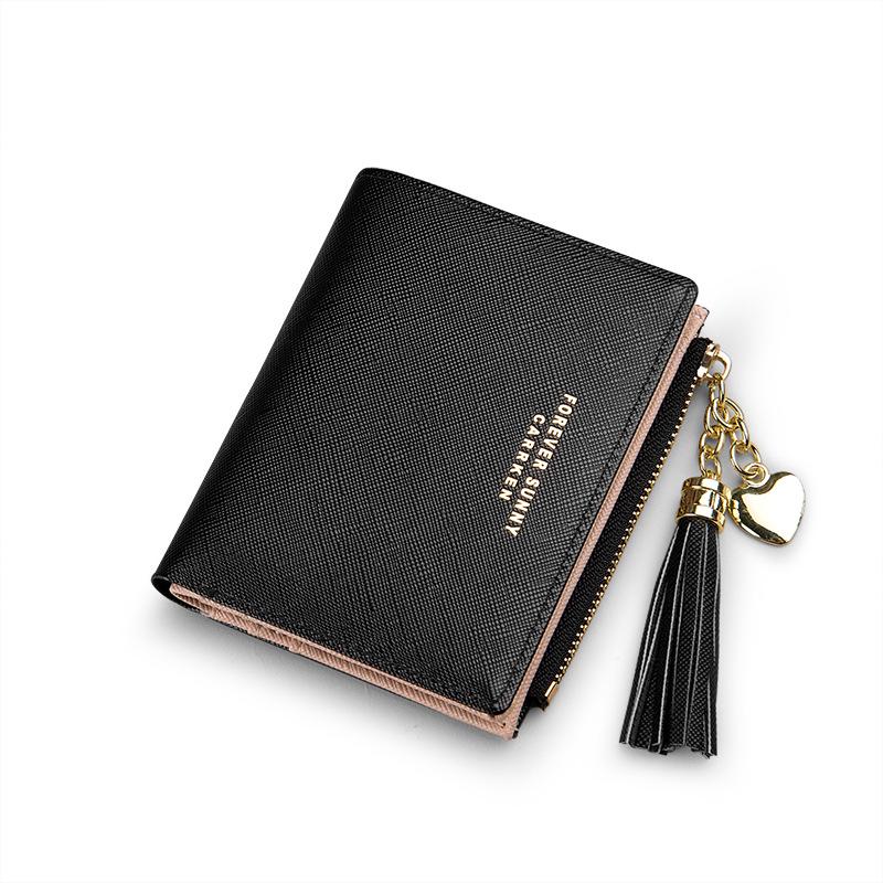 Portamonete con Cerniera e Nappe Stile Coreano - Portafoglio da Donna con Motivo a Croce