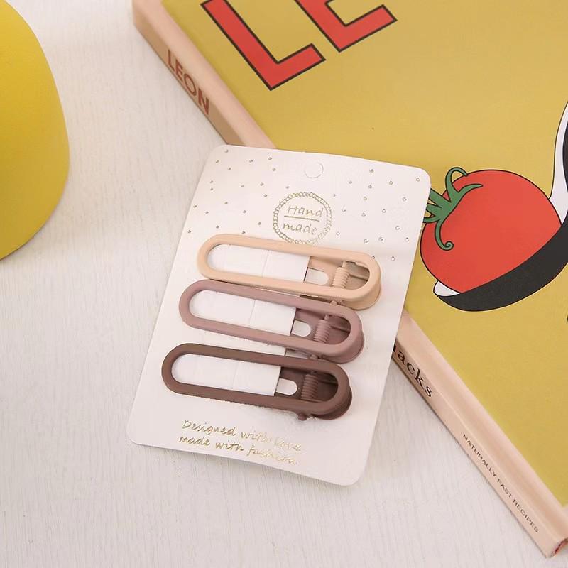 Dopamine Korean Minimalist Milk Coffee Hairpin for Women - Seamless Edge Side Bangs Clip for Frizzy Hair
