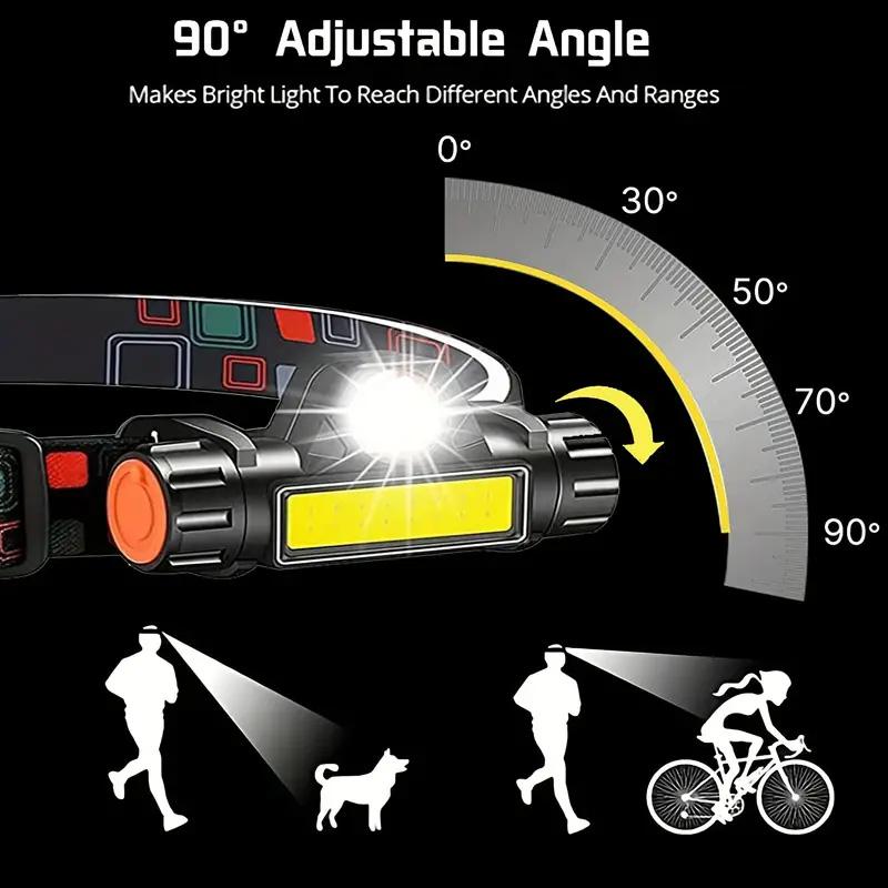 USB Rechargeable LED Headlight XPE+COB Headlamp Night Fishing Head Mounted Magnetic Flashlight For Outdoor Camping Lighting