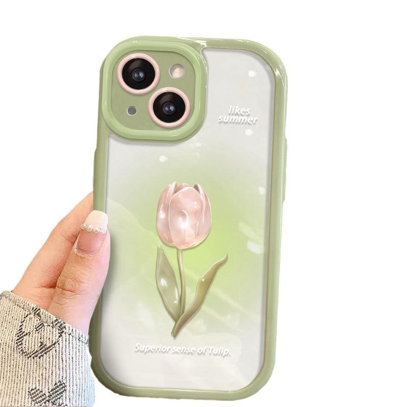 

Applicable To Apple 14promax Mobile Phone Case for Women s IPhone 13 Simple Smudge Tulip 11/12mini iPhone SE (2nd Generation)