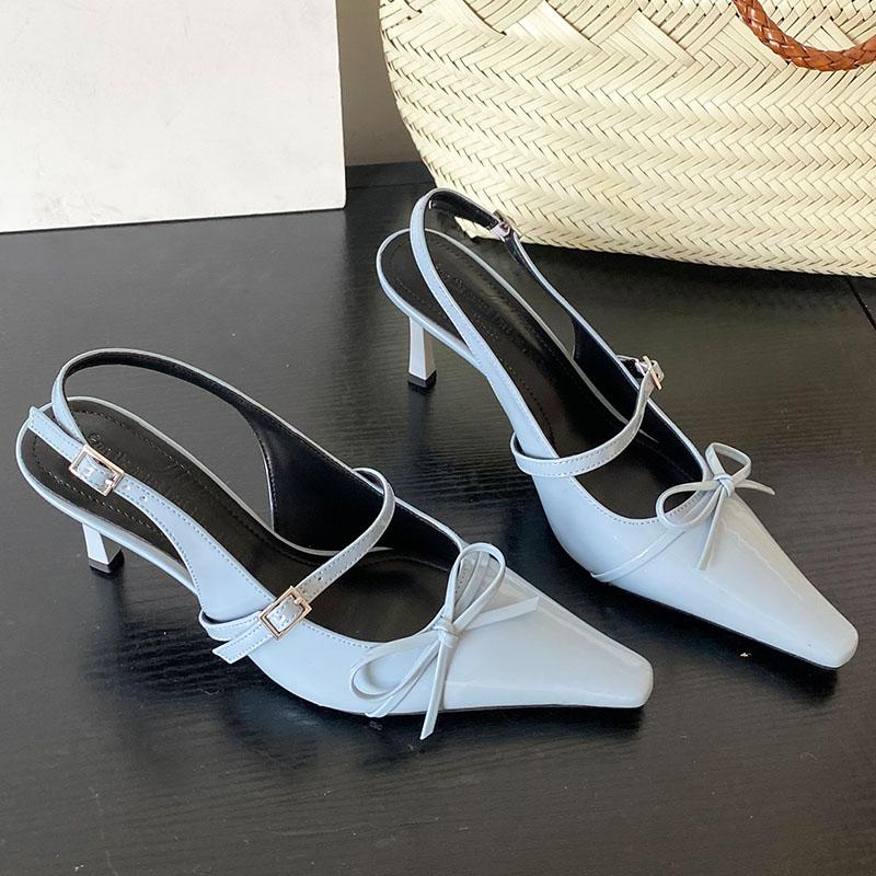 

Fashion Female New 2025 Fashion Butterfly-Knot Women Heels Shoes Footwear Pointed Toe Ladies High Heels Sandals Shoes Pumps Sandals 35 синий