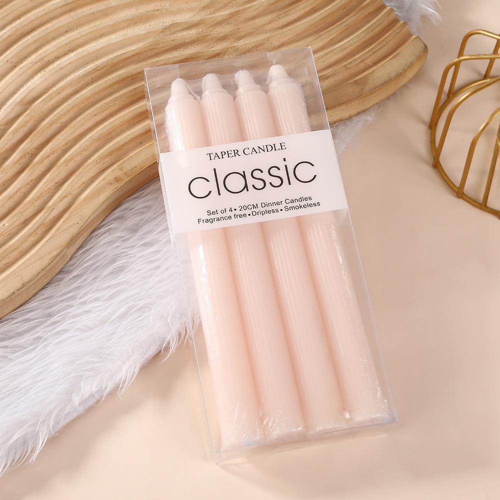 20cm Classic European Macaron Vertical Pattern Long Pole Candle Romantic Wedding Western Restaurant Pole Wax Colorful Candle Decoration