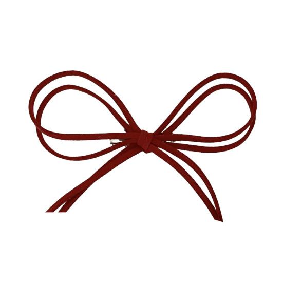 Hairpin Suede Texture Long Ribbon Double Bow Hair Clip Half-Tied Hair Ponytails Autumn Winter Hair Accessory вино красного